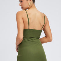 Green Mini Dress Corset Detail Mesh