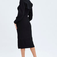 Black Knit Midi Dress And Shrug Set
