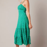 Green Floral Midi Dress Strappy