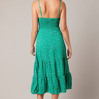 Green Floral Midi Dress Strappy