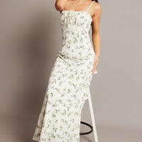 Green Floral Midi Dress Strappy