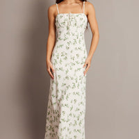 Green Floral Midi Dress Strappy