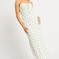White Ditsy Midi Dress Strappy