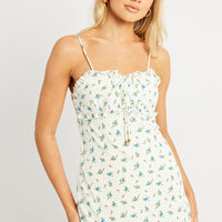 White Ditsy Midi Dress Strappy