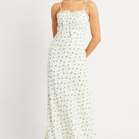 White Ditsy Midi Dress Strappy