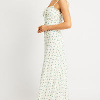 White Ditsy Midi Dress Strappy