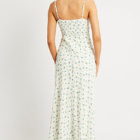 White Ditsy Midi Dress Strappy