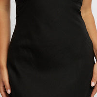 Black Midi Dress Halter Neck