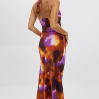 Multi Abstract Halter Neck Dress Midi