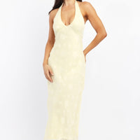 Yellow Midi Dress Halter Neck