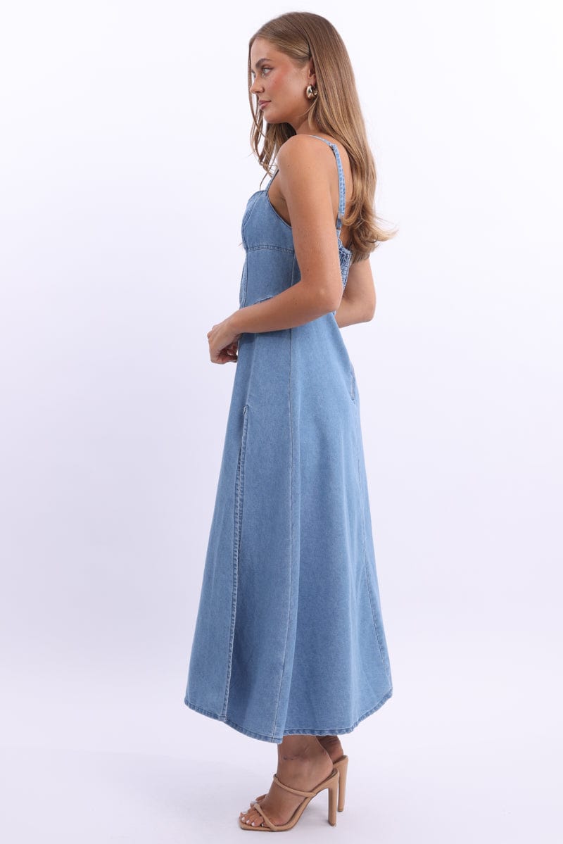 Blue Midi Dress Strappy