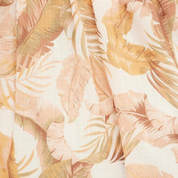 Beige Floral Midi Dress Square Neck Short Sleeve