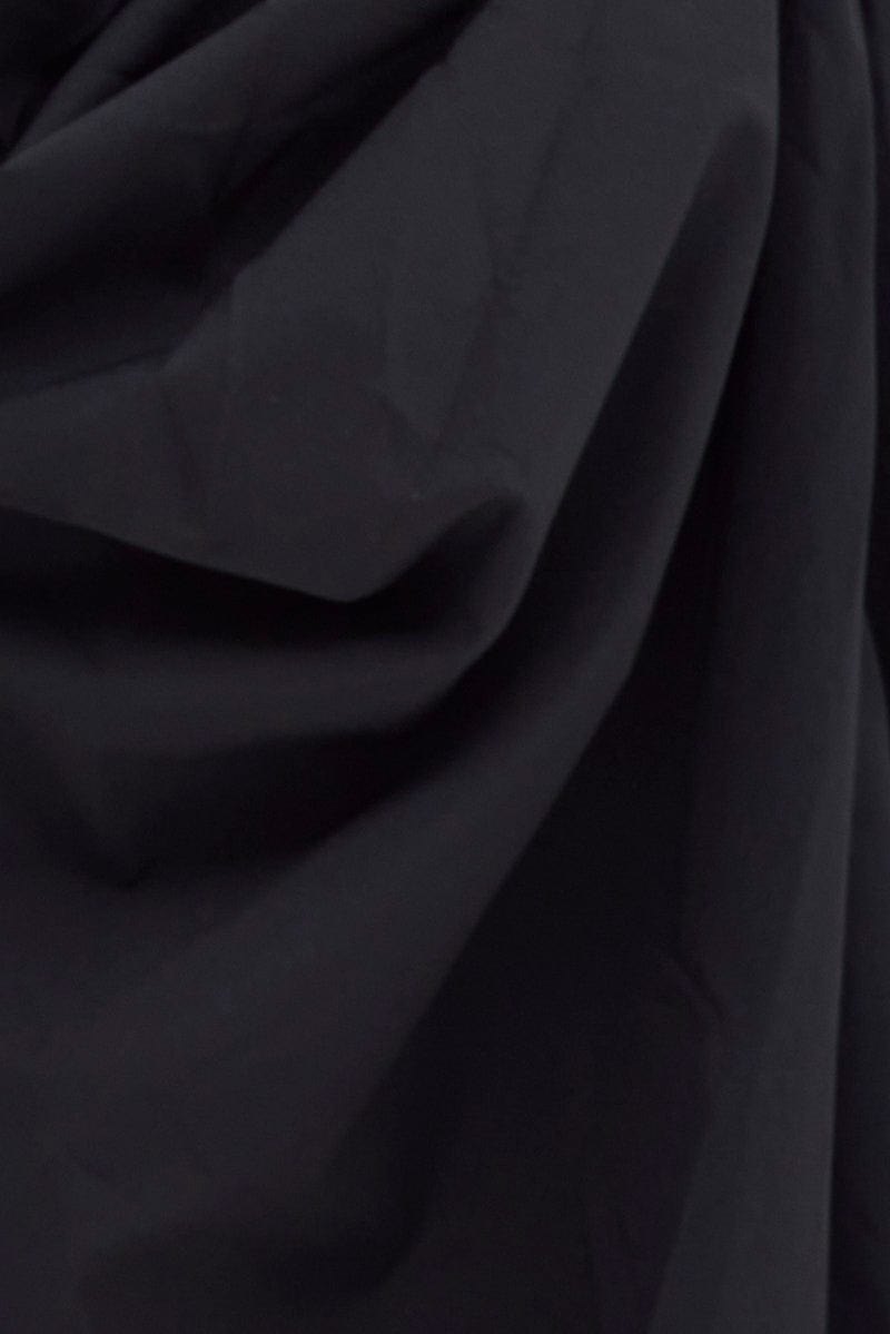 Black Draped Dress Bandeau Midi