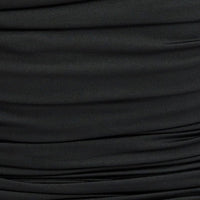 Black Bodycon Midi Dress Rose Strappy Rosette Gathered
