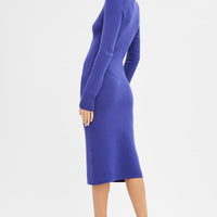 Purple Midi Dress Long Sleeve Sweetheart Neckline Knit