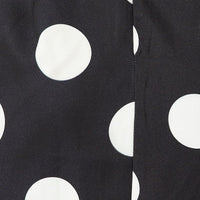 Black Polka Dot Midi Dress Plunge Ruffle Shoulder Oversized Polka
