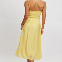 Yellow Midi Dress Ribbon Detail Strappy