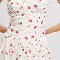 White Floral Midi Dress Corset Detail