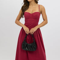 Red Midi Dress Corset Bust