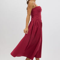 Red Midi Dress Corset Bust