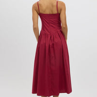 Red Midi Dress Corset Bust
