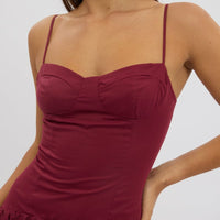Red Midi Dress Drop Waist