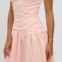 Pink Midi Dress Drop Waist