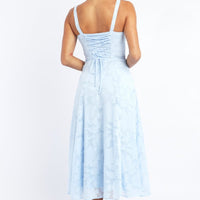 Blue Midi Dress Burn Out