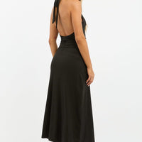 Black Halter Neck Midi Dress