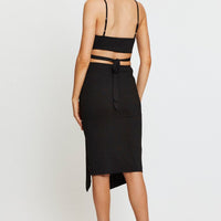 Black Midi Dress Ribbed Cut Out