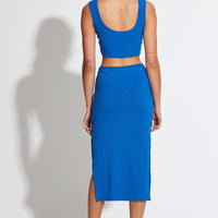 Blue Midi Dress Knot Front