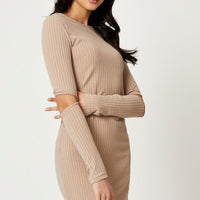 Brown Midi Dress Long Sleeve