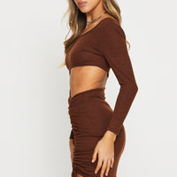 Brown Midi Dress Long Sleeve