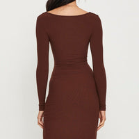 Brown Midi Dress Long Sleeve