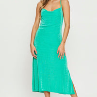 Green Midi Dress Cowl Neck