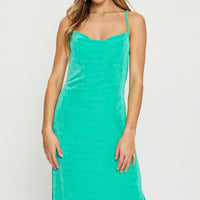 Green Midi Dress Cowl Neck