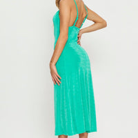 Green Midi Dress Cowl Neck