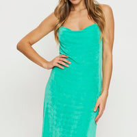 Green Midi Dress Cowl Neck