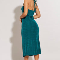 Green Midi Dress Keyhole
