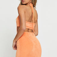Orange Midi Dress Halter Neck