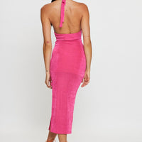 Pink Midi Dress Slinky Jersey