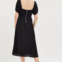 Black Midi Dress Evening Square Neck