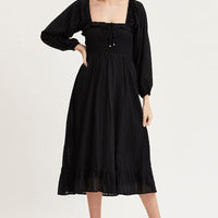 Black Midi Dress Long Sleeve Evening