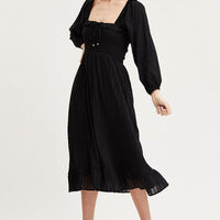 Black Midi Dress Long Sleeve Evening