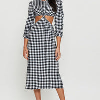 Check Midi Dress Long Sleeve
