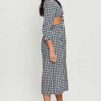 Check Midi Dress Long Sleeve