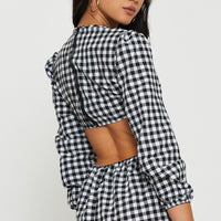 Check Midi Dress Long Sleeve