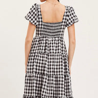 Check Midi Dress Short Sleeve Evening