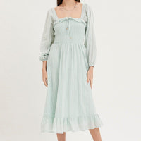 Green Midi Dress Long Sleeve Evening