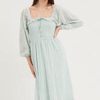 Green Midi Dress Long Sleeve Evening